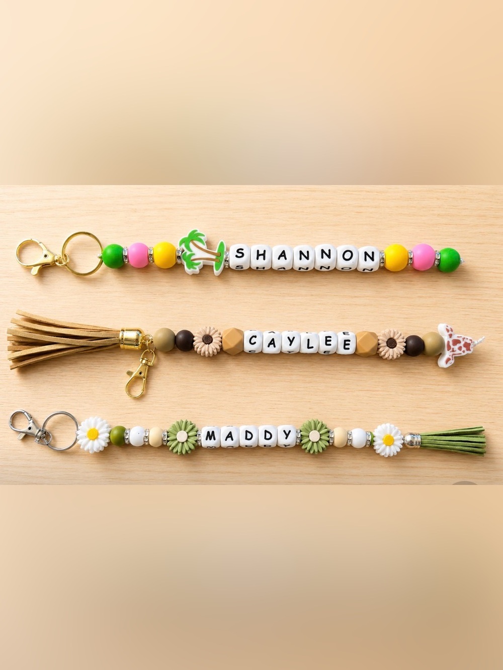 Personalized  Name Beaded Keychain